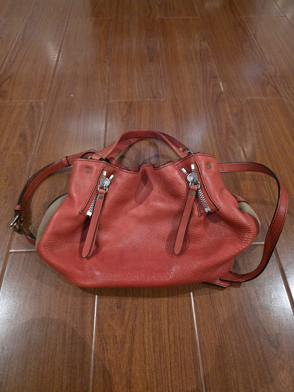 Burberry Red Leather Shoulder Bag